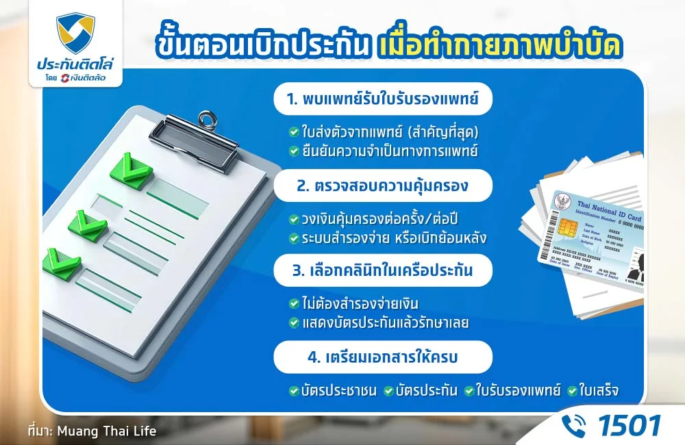 วิธีทำกายภาพบำบัด เบิกประกัน